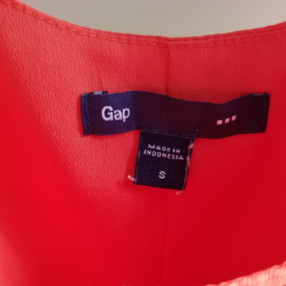 GAP Women's Small Sleeveless Skater Dress Cutout back Lava Orange Belted - Picture 8 of 10